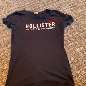 Blue Hollister shirt with white lettering size s